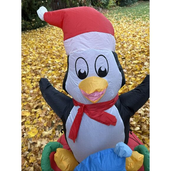 Inflatable Penguin a On Sled Christmas 4 FEET TALL - Picture 5 of 6